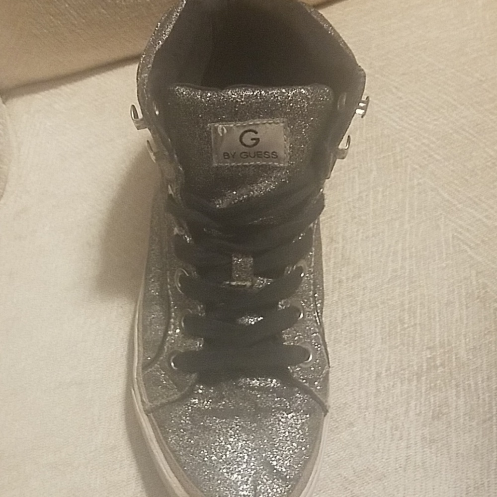 Gray sparkly hightops by Guess